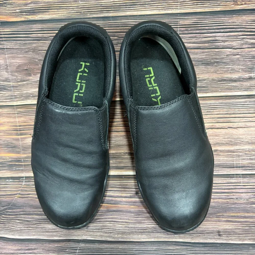 Kuru Kivi Women's Black Comfort‎ Slip On Leather Shoes 7.5 Wide